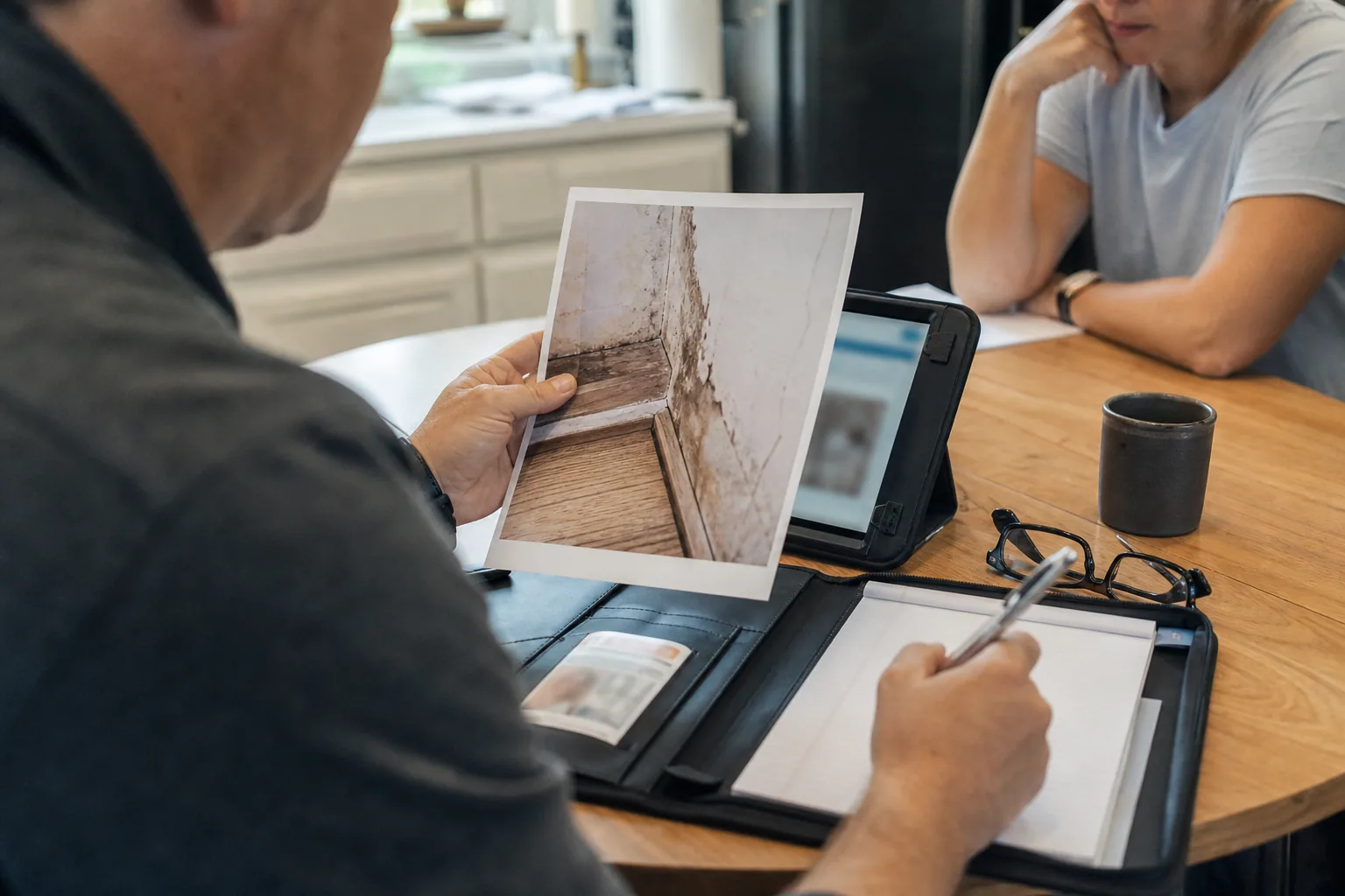 Claims handler reviewing a payment approval screen in an insurance office
